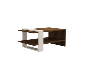 Gaye" wooden coffee table - 80 x 50 x 35 cm - Walnut, White
