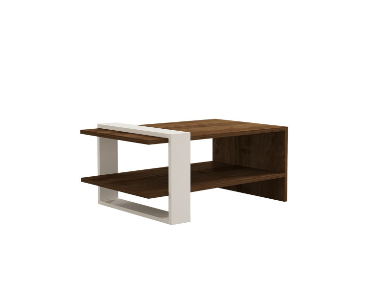 Gaye" wooden coffee table - 80 x 50 x 35 cm - Walnut, White