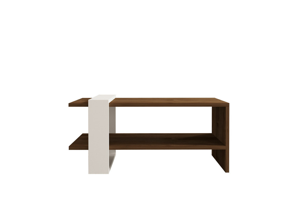Gaye" wooden coffee table - 80 x 50 x 35 cm - Walnut, White