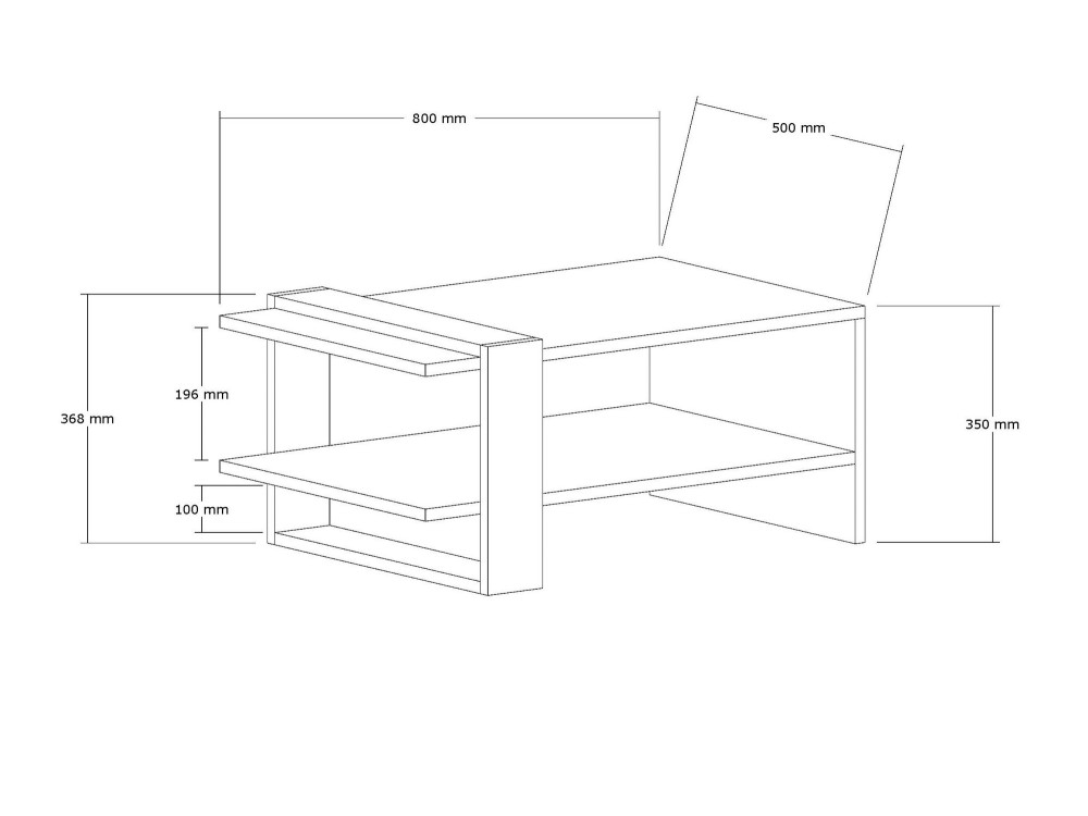 Gaye" wooden coffee table - 80 x 50 x 35 cm - Walnut, White