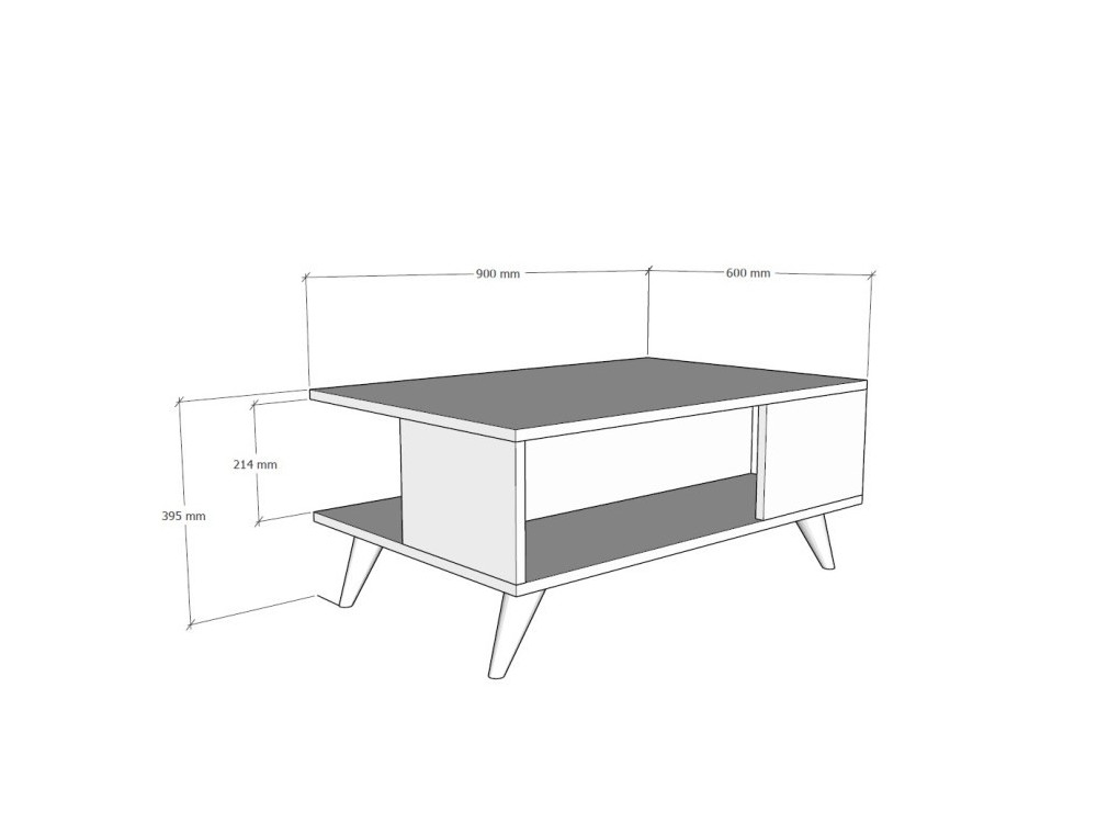Yuka" wooden coffee table - 90 x 60 x 39 cm - Walnut, Black