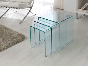 Set of 3 "Irène" coffee tables - 42 x 42 x 42 cm - Transparent