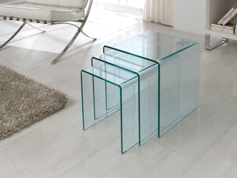 Set of 3 "Irène" coffee tables - 42 x 42 x 42 cm - Transparent