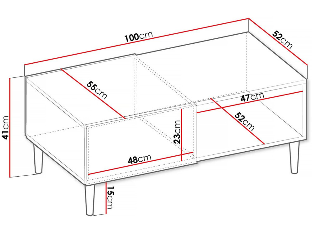 Nakomo" coffee table - 100 x 41 x 52 cm - White
