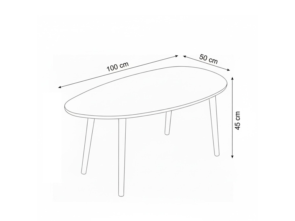 Nora" wooden coffee table 100 x 50 x 45 cm - Walnut