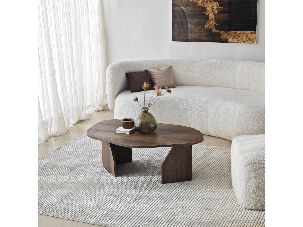 Rock" wooden coffee table 100 x 60 x 35 cm - Walnut