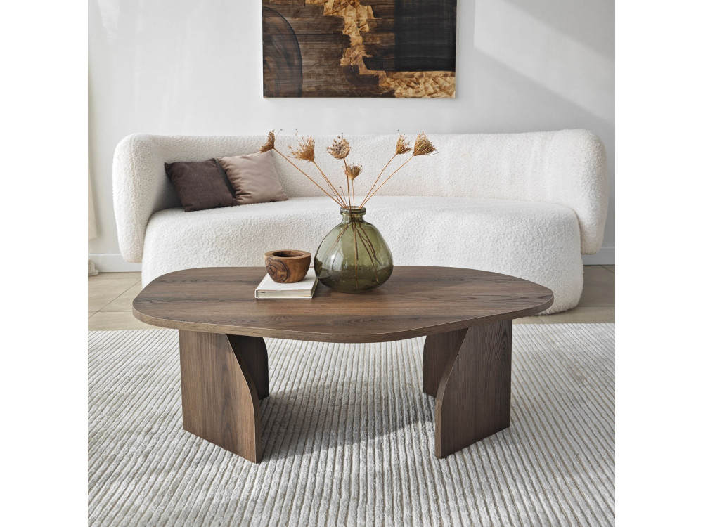 Rock" wooden coffee table 100 x 60 x 35 cm - Walnut