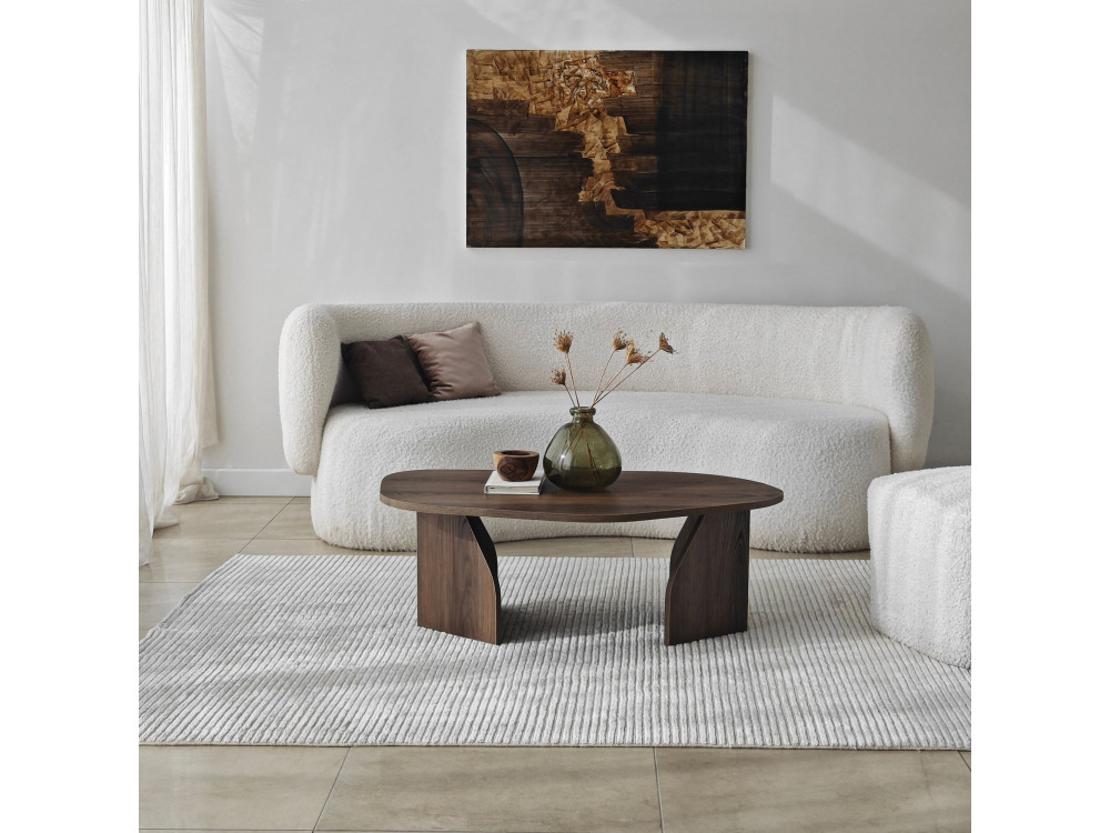 Rock" wooden coffee table 100 x 60 x 35 cm - Walnut