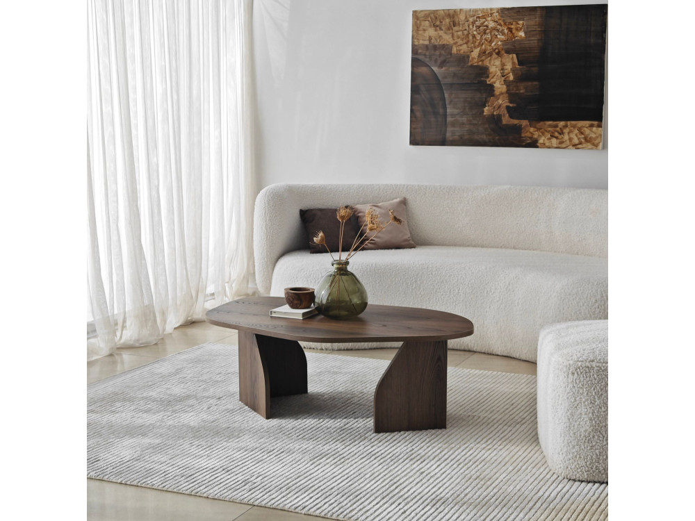 Rock" wooden coffee table 100 x 60 x 35 cm - Walnut