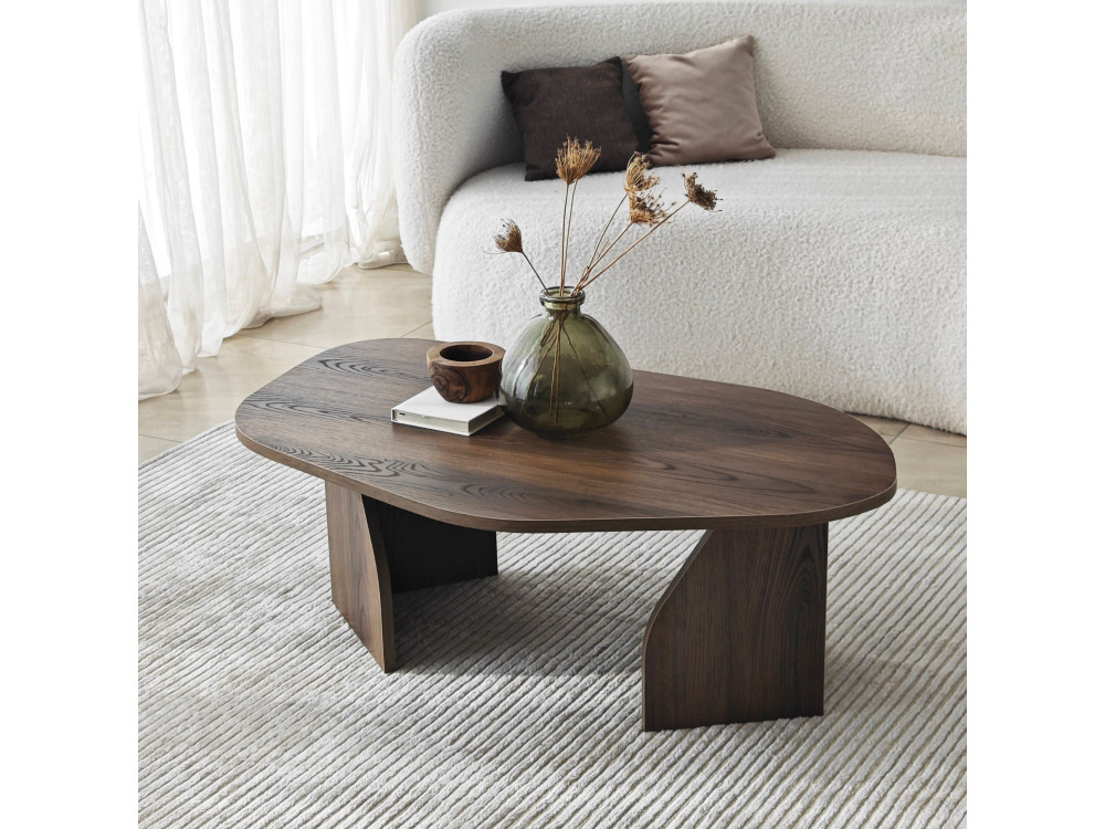 Rock" wooden coffee table 100 x 60 x 35 cm - Walnut
