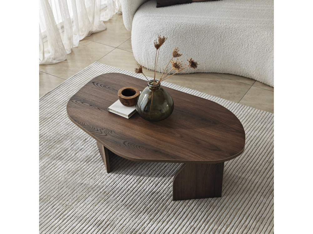Rock" wooden coffee table 100 x 60 x 35 cm - Walnut