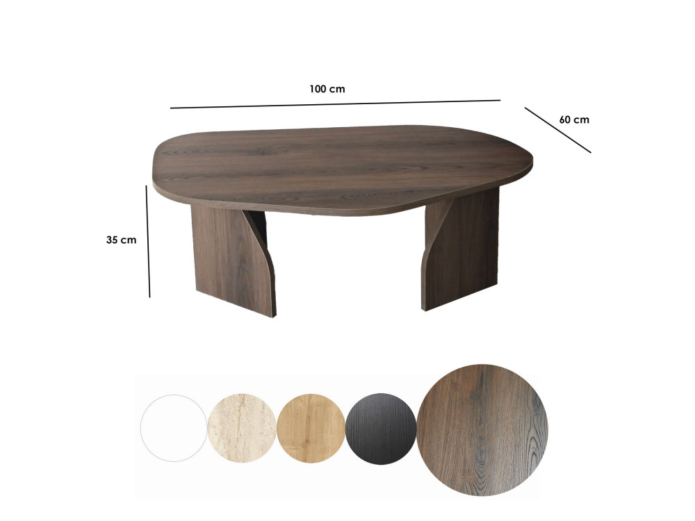 Rock" wooden coffee table 100 x 60 x 35 cm - Walnut