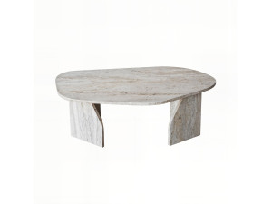 Rock" wooden coffee table 100 x 60 x 35 cm - Travertine