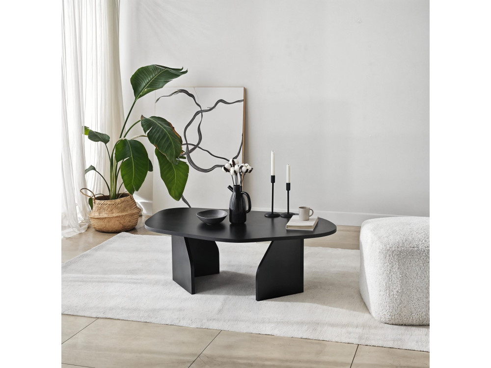 Rock" wooden coffee table 100 x 60 x 35 cm - Black