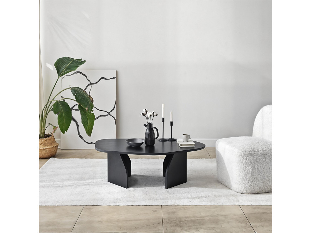 Rock" wooden coffee table 100 x 60 x 35 cm - Black