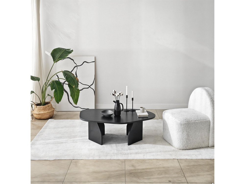 Rock" wooden coffee table 100 x 60 x 35 cm - Black