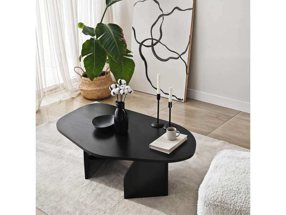 Rock" wooden coffee table 100 x 60 x 35 cm - Black