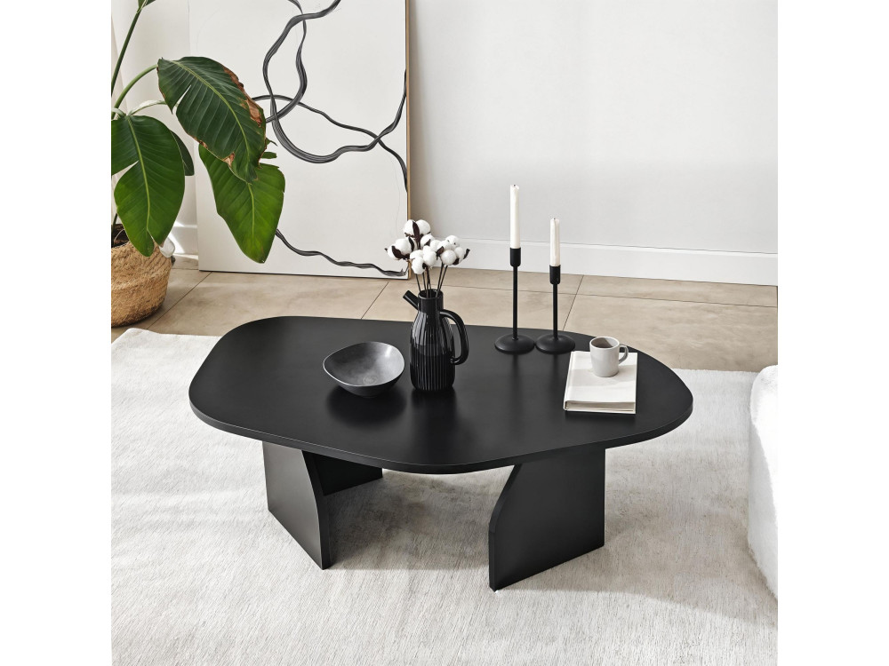 Rock" wooden coffee table 100 x 60 x 35 cm - Black