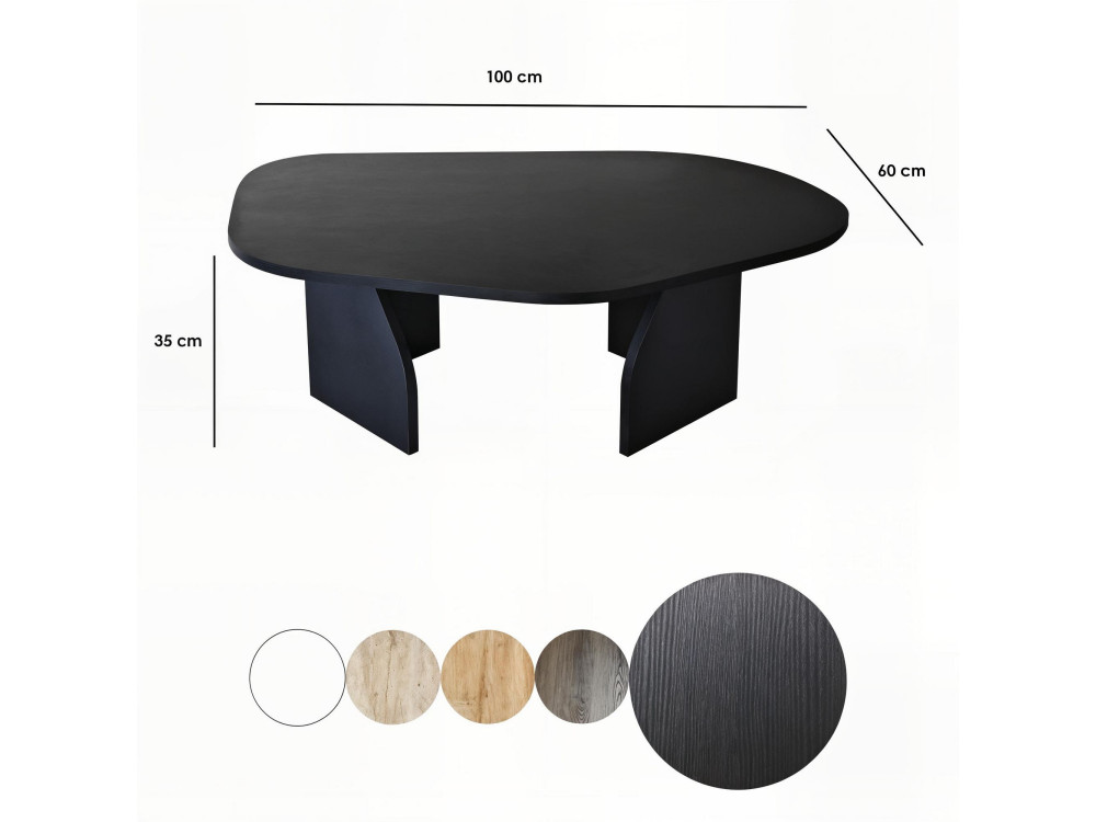 Rock" wooden coffee table 100 x 60 x 35 cm - Black
