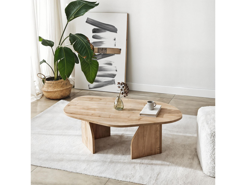 Rock" wooden coffee table 100 x 60 x 35 cm - Sapphire oak