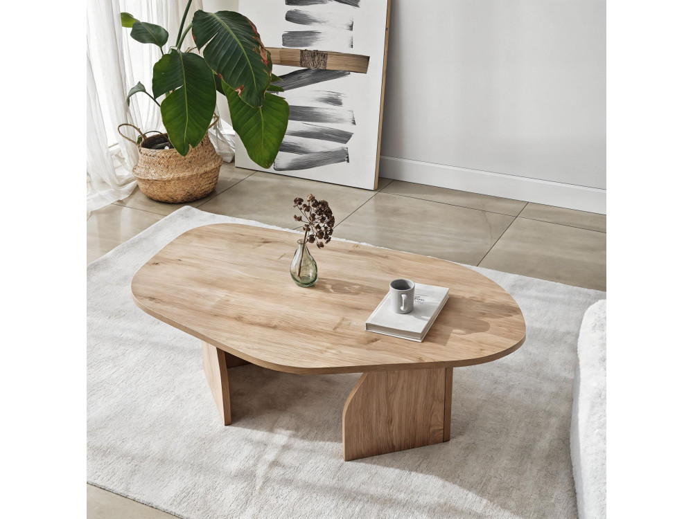 Rock" wooden coffee table 100 x 60 x 35 cm - Sapphire oak