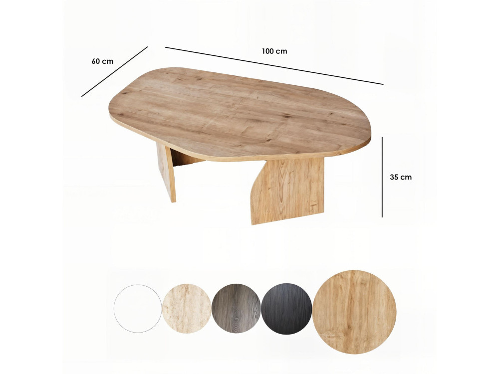 Rock" wooden coffee table 100 x 60 x 35 cm - Sapphire oak
