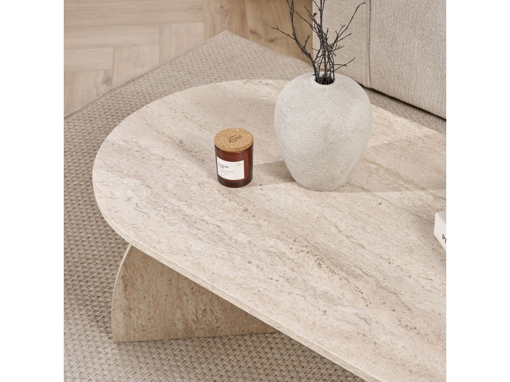 Melina" wooden coffee table 120 x 60 x 40 cm - Travertine