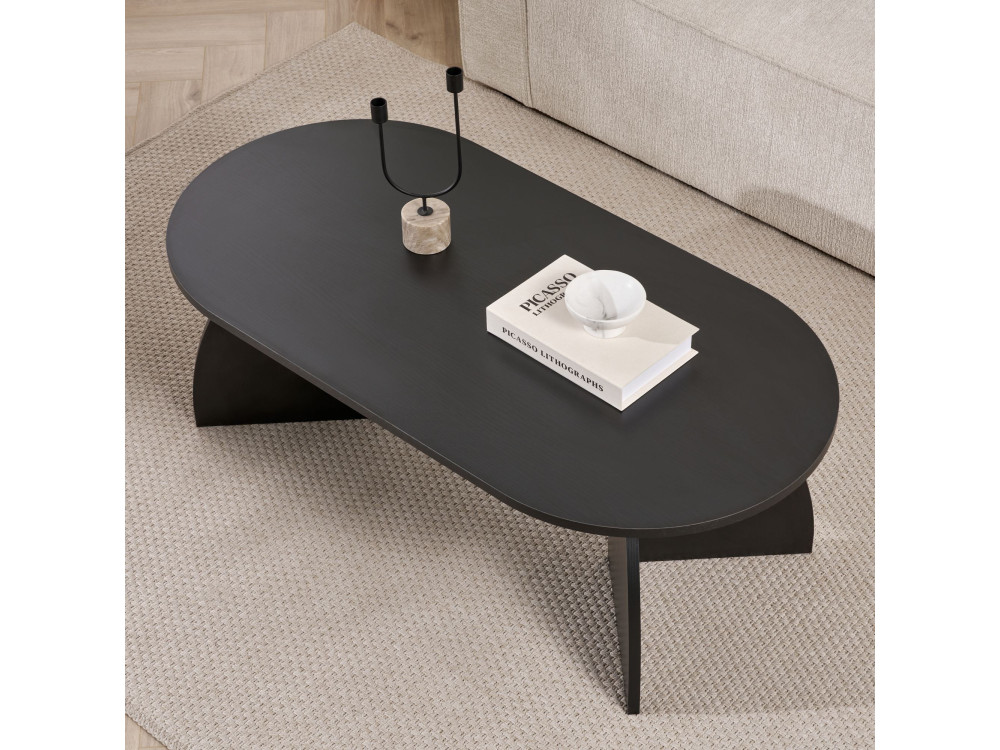 Melina" wooden coffee table 120 x 60 x 40 cm - Black wood