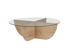 Glass coffee table "Liya" 90 x 90 x 30 cm - Sapphire oak