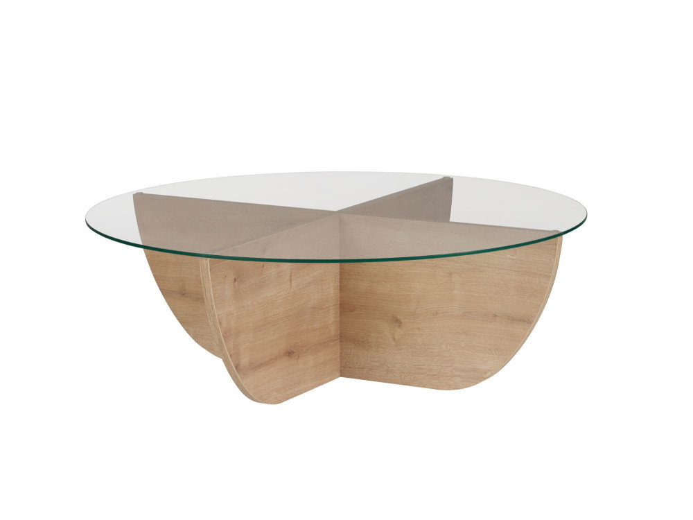 Glass coffee table "Liya" 90 x 90 x 30 cm - Sapphire oak