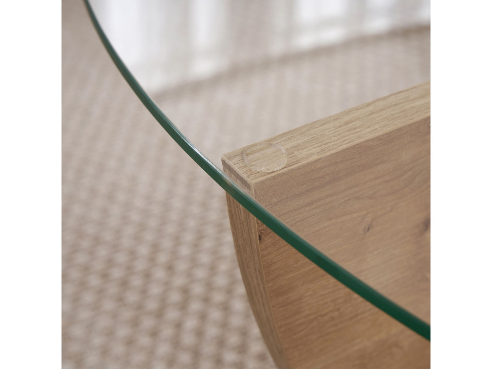 Glass coffee table "Liya" 90 x 90 x 30 cm - Sapphire oak