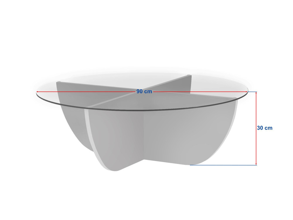 Glass coffee table "Liya" 90 x 90 x 30 cm - Walnut