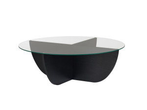 Glass coffee table "Liya" 90 x 90 x 30 cm - Black wood