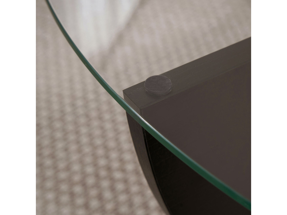 Glass coffee table "Liya" 90 x 90 x 30 cm - Black wood