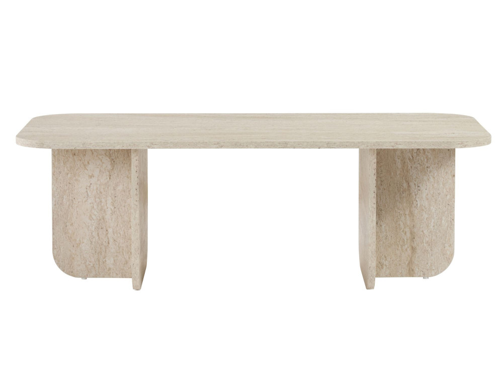 Akira" wooden coffee table 120 x 60 x 41 cm - Travertine