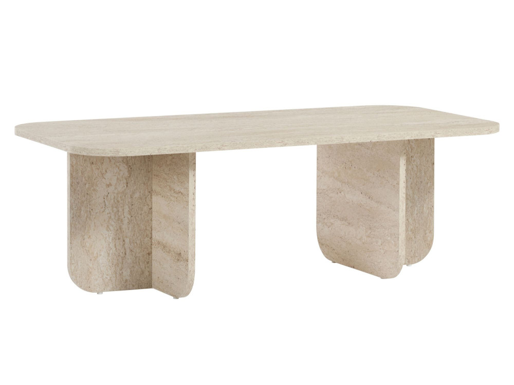 Akira" wooden coffee table 120 x 60 x 41 cm - Travertine