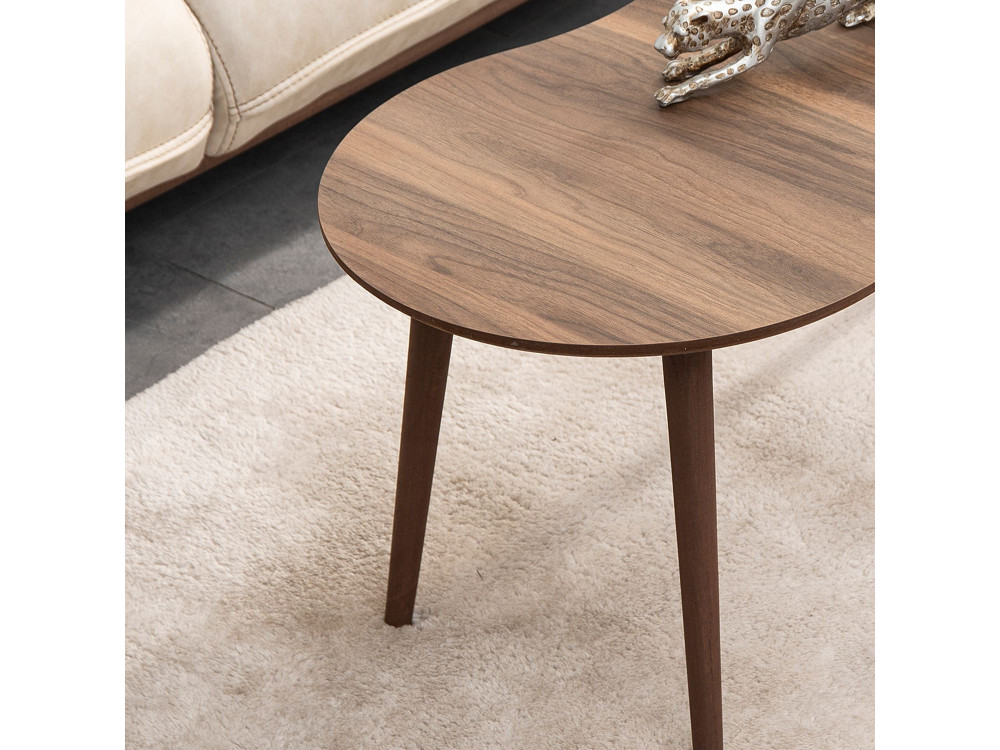 Moon" wooden coffee table 99 x 54 x 45 cm - Walnut