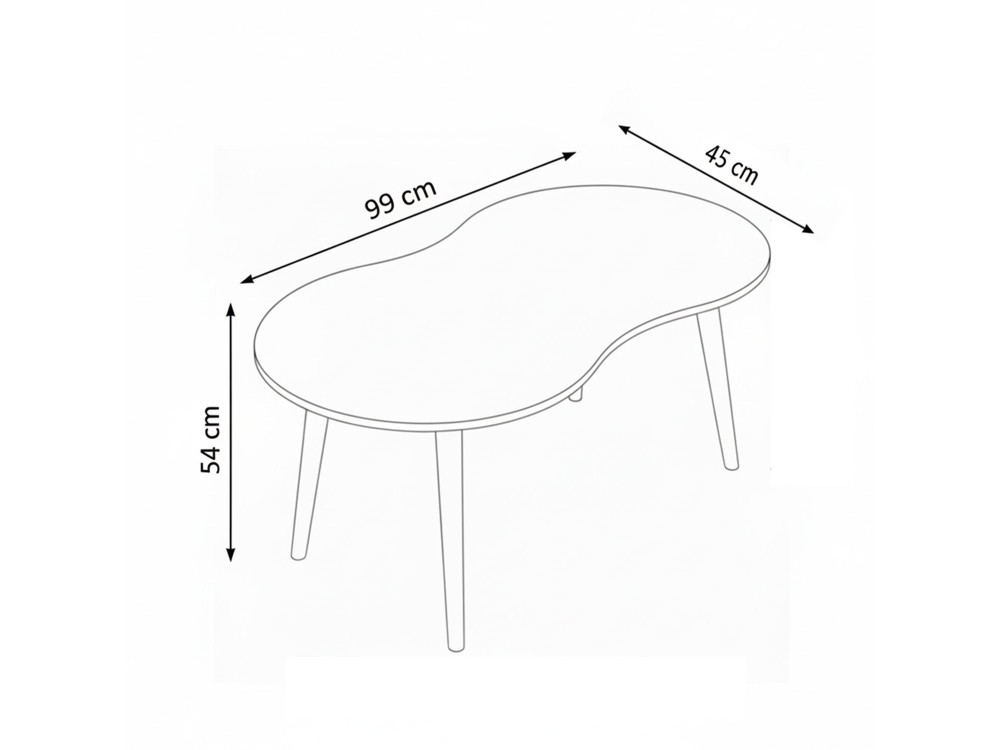 Moon" wooden coffee table 99 x 54 x 45 cm - White