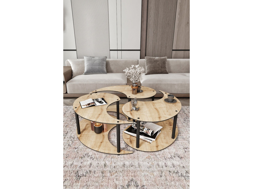 Yin" wooden coffee table set 70 x 70 x 38 cm - Oak