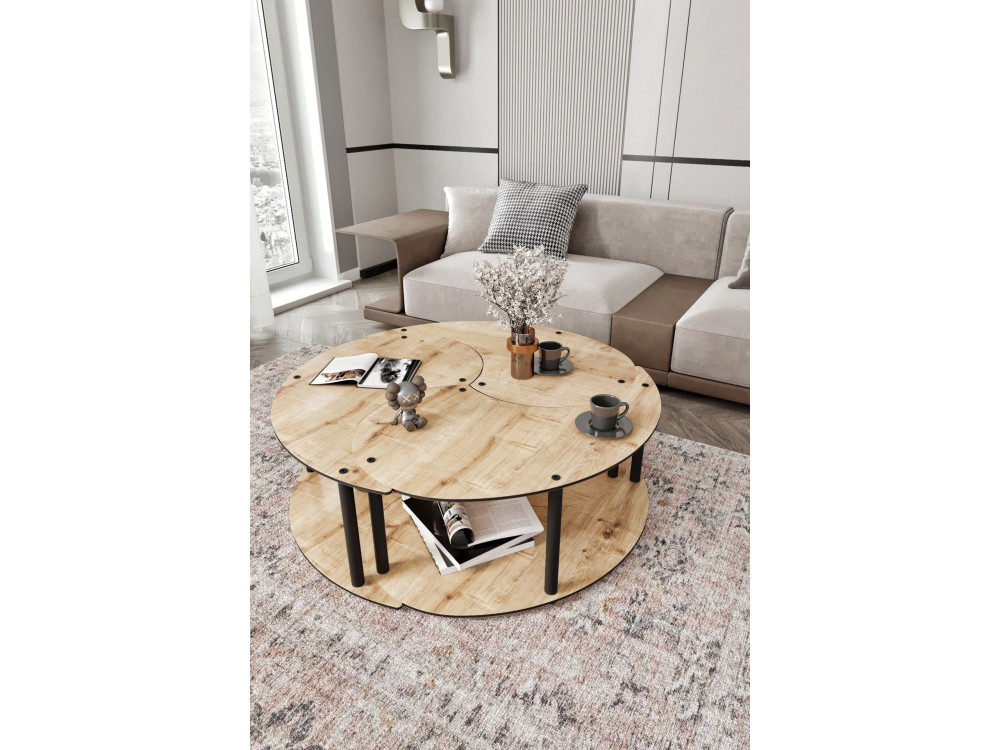 Yin" wooden coffee table set 70 x 70 x 38 cm - Oak