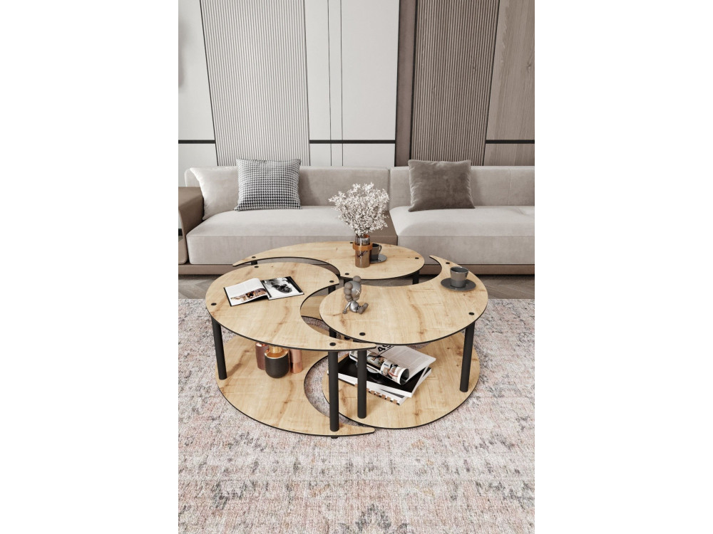 Yin" wooden coffee table set 70 x 70 x 38 cm - Oak