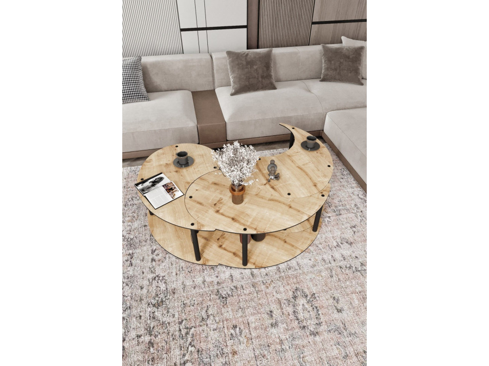 Yin" wooden coffee table set 70 x 70 x 38 cm - Oak