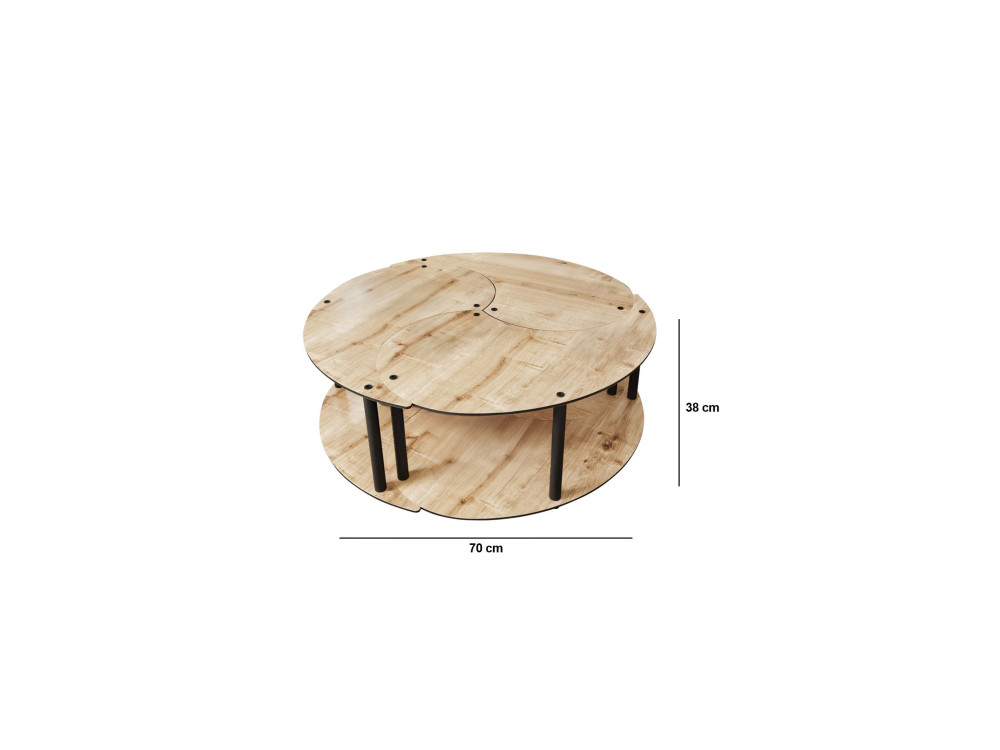 Yin" wooden coffee table set 70 x 70 x 38 cm - Oak