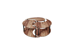 Yin" wooden coffee table set 70 x 70 x 38 cm - Walnut