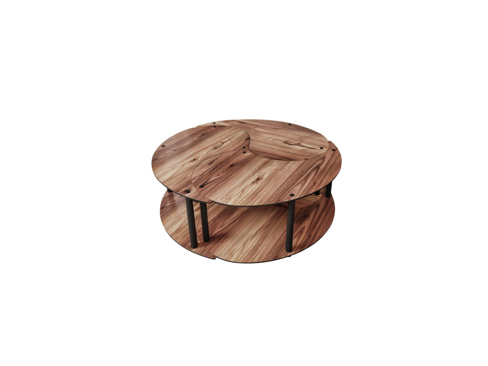 Yin" wooden coffee table set 70 x 70 x 38 cm - Walnut
