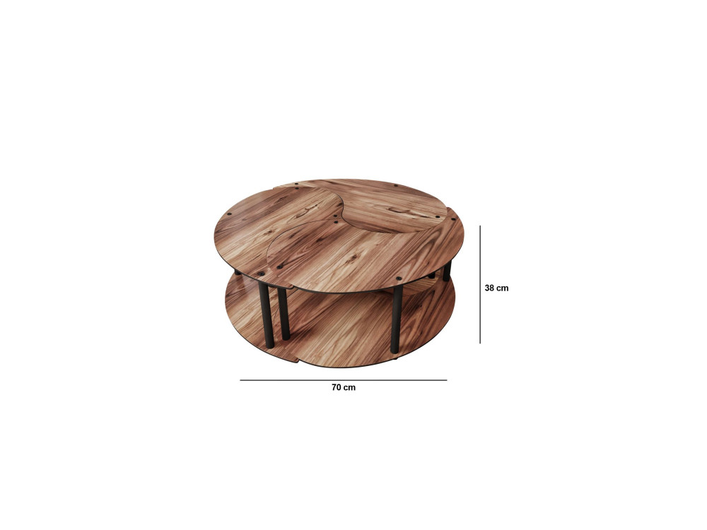 Yin" wooden coffee table set 70 x 70 x 38 cm - Walnut