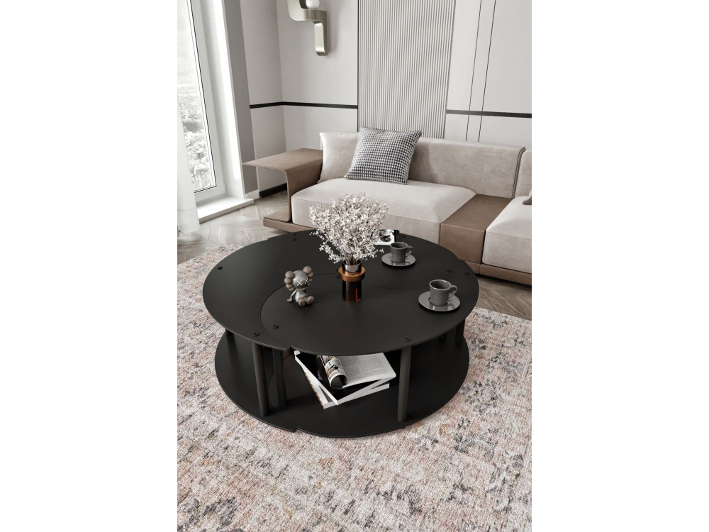 Yin" wooden coffee table set 70 x 70 x 38 cm - Black