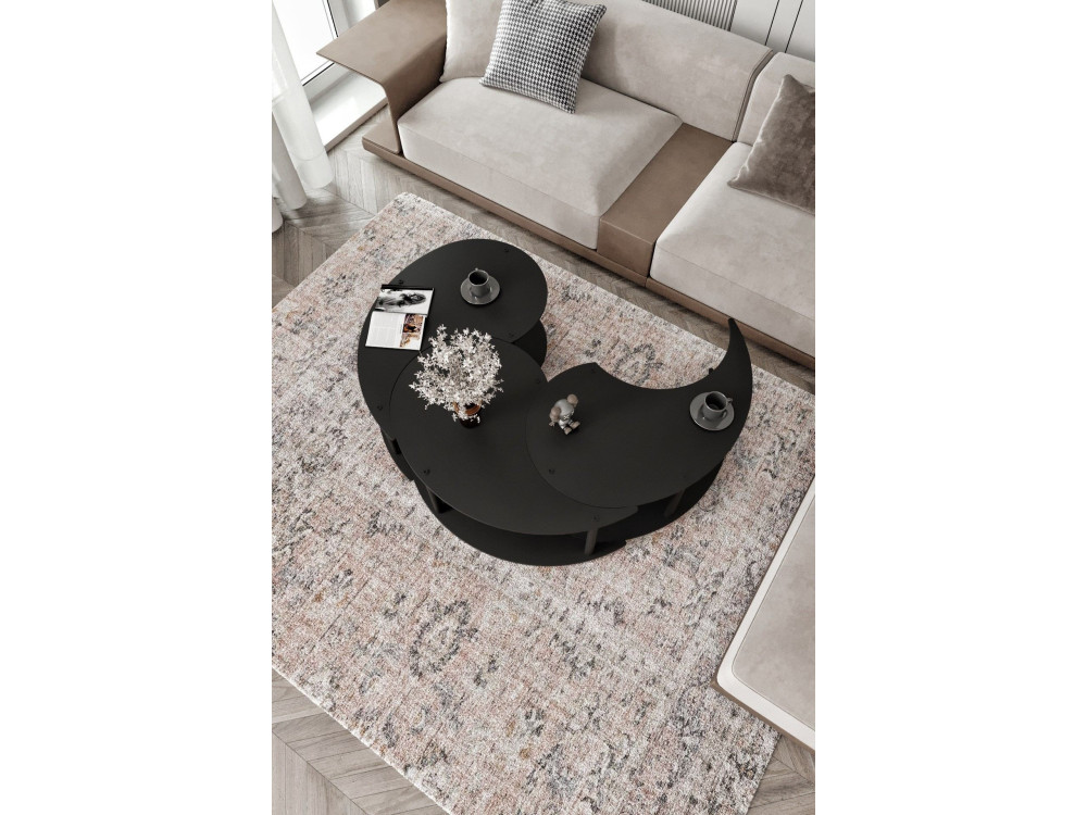 Yin" wooden coffee table set 70 x 70 x 38 cm - Black