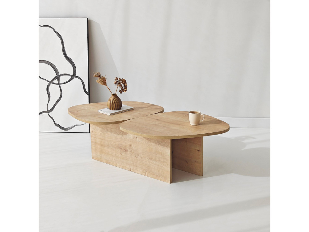 Stones" wooden coffee table 125 x 60 x 38 cm - Sapphire oak
