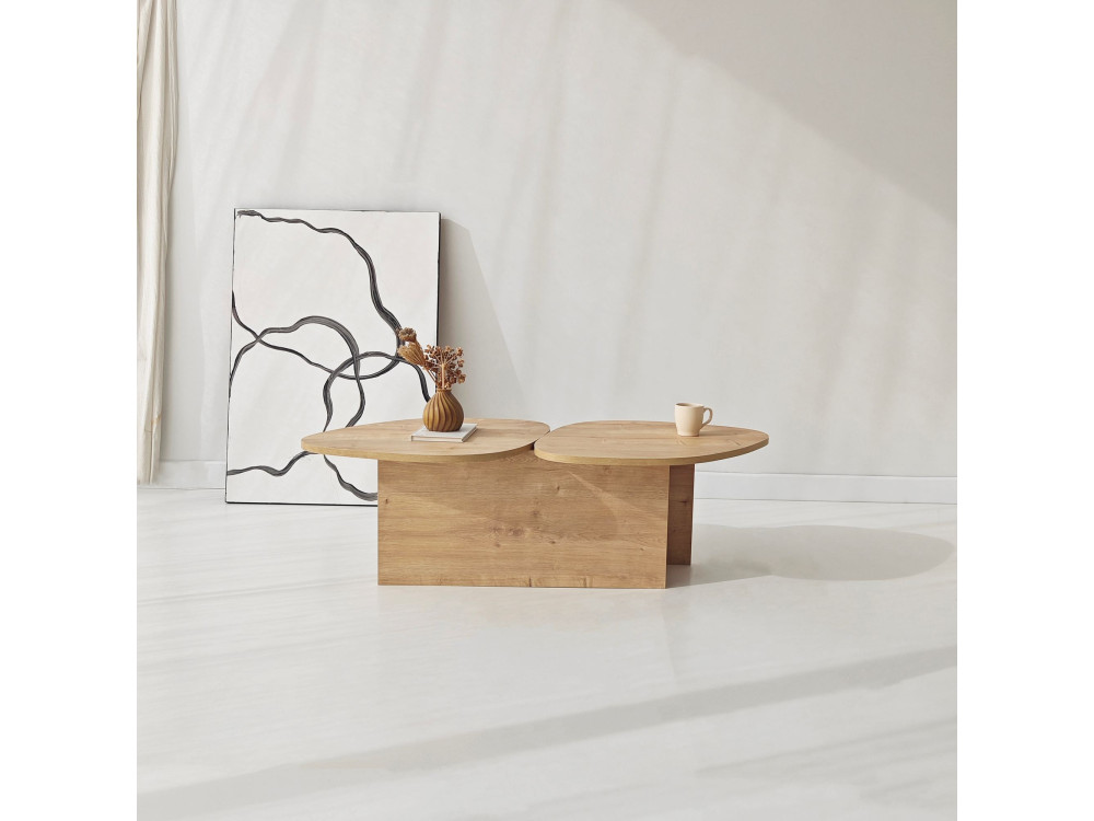 Stones" wooden coffee table 125 x 60 x 38 cm - Sapphire oak